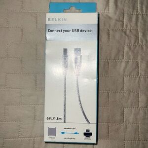 6 Ft. Belkin USB Device Cable NEW! Computer Printer A Plug/ B Plug